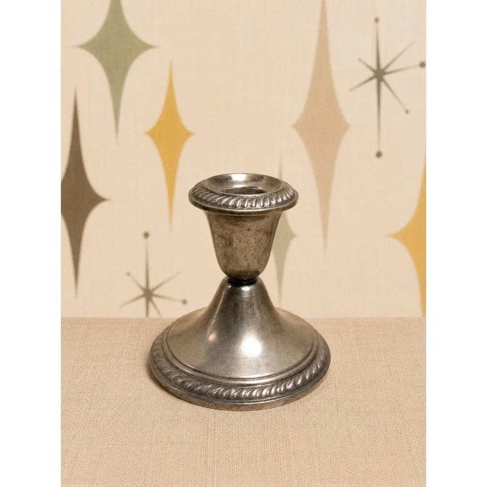 Newport Silverplate Weighted Candlestick Holderp Rope Trim